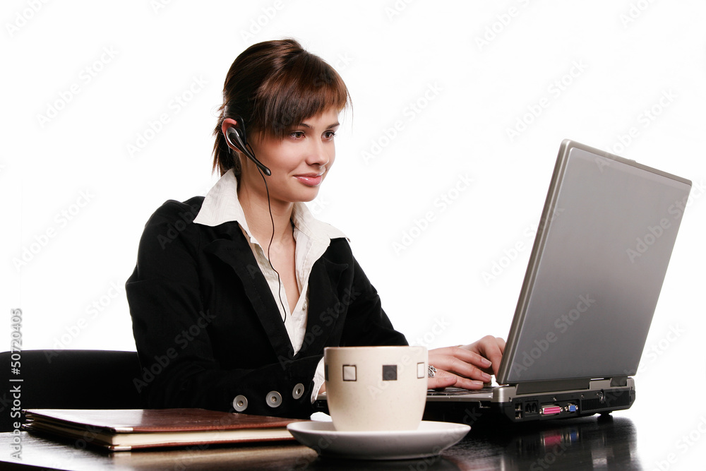 Beautiful woman working with laptop Beautiful woman working with laptop