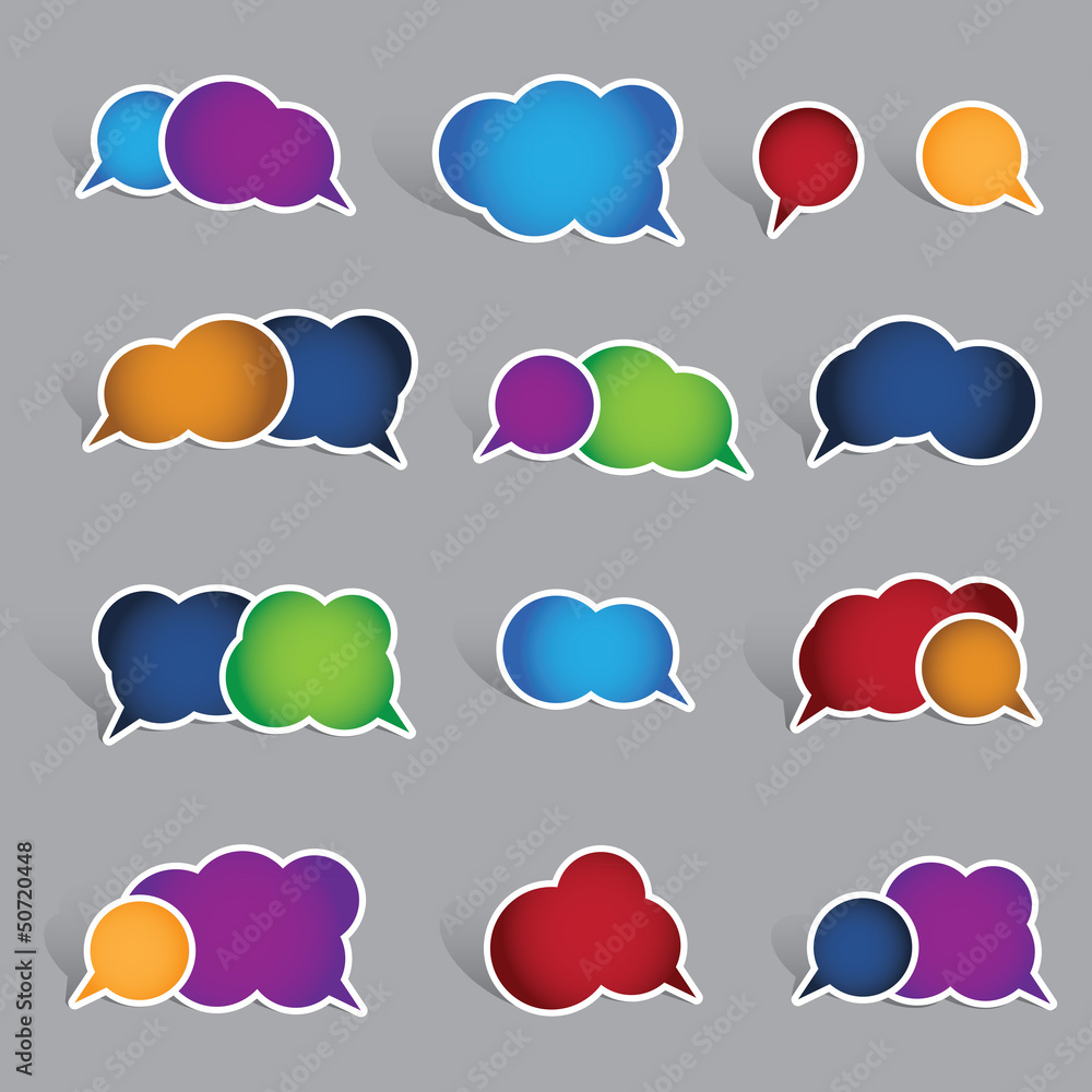 Collection of blank speech bubble labels Collection of blank speech bubble labels