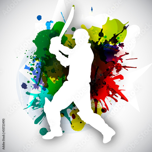 Cricket batsman in playing motion, sports concept.