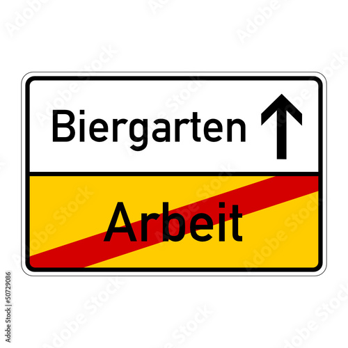 ortsschild arbeit biergarten I