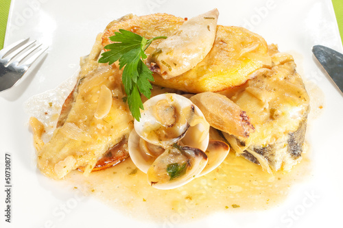 fish with seafood sauce