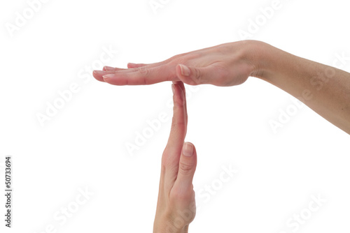 e basketball referee giving sign for technical foul photo