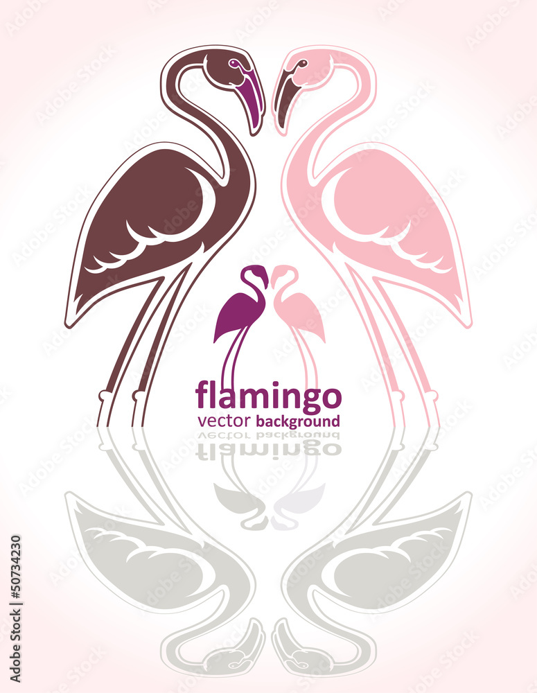 Flamingo romantic card.