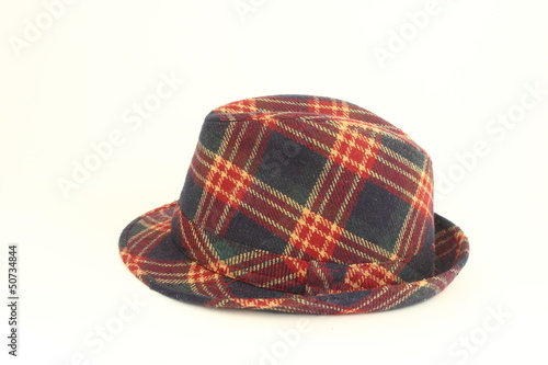 tartan style red hat