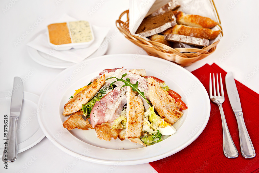 Caesar salad served on plate Caesar salad served on plate