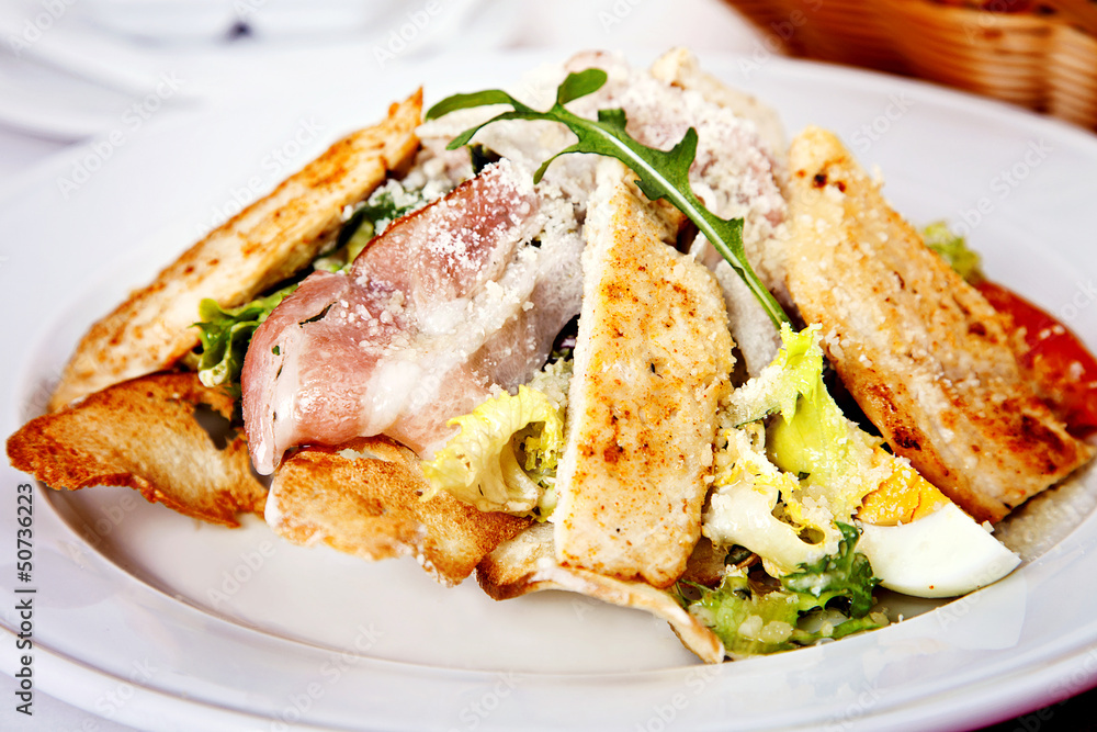 Close up of Caesar salad Close up of Caesar salad