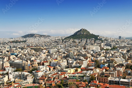 Canvas Print Panorama view of Athens and mount Lycabettus
