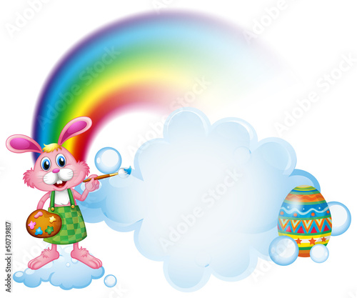 A bunny painting near the rainbow