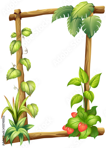 A wooden frame with different leaves