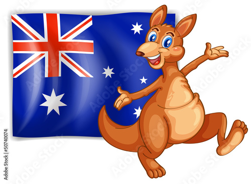 A kangaroo presenting the flag of Australia
