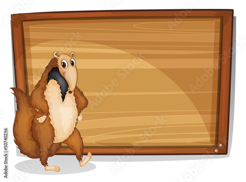 A wild animal beside an empty board