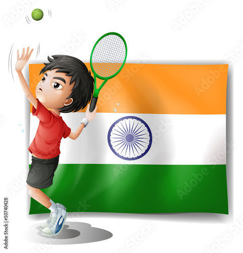 The flag of India and the tennis player