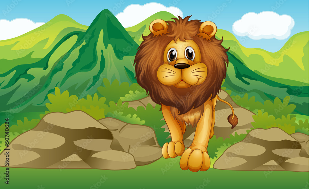 Alion with a mountain scenery at the back Alion with a mountain scenery at the back
