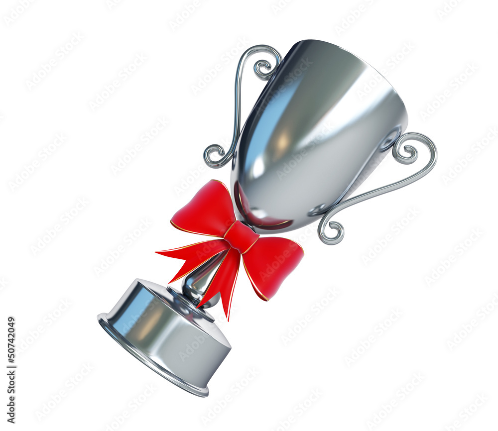 gift silver trophy cup 3d Illustrations on a white background
