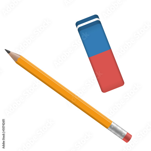 Bleistift und Radiergummi