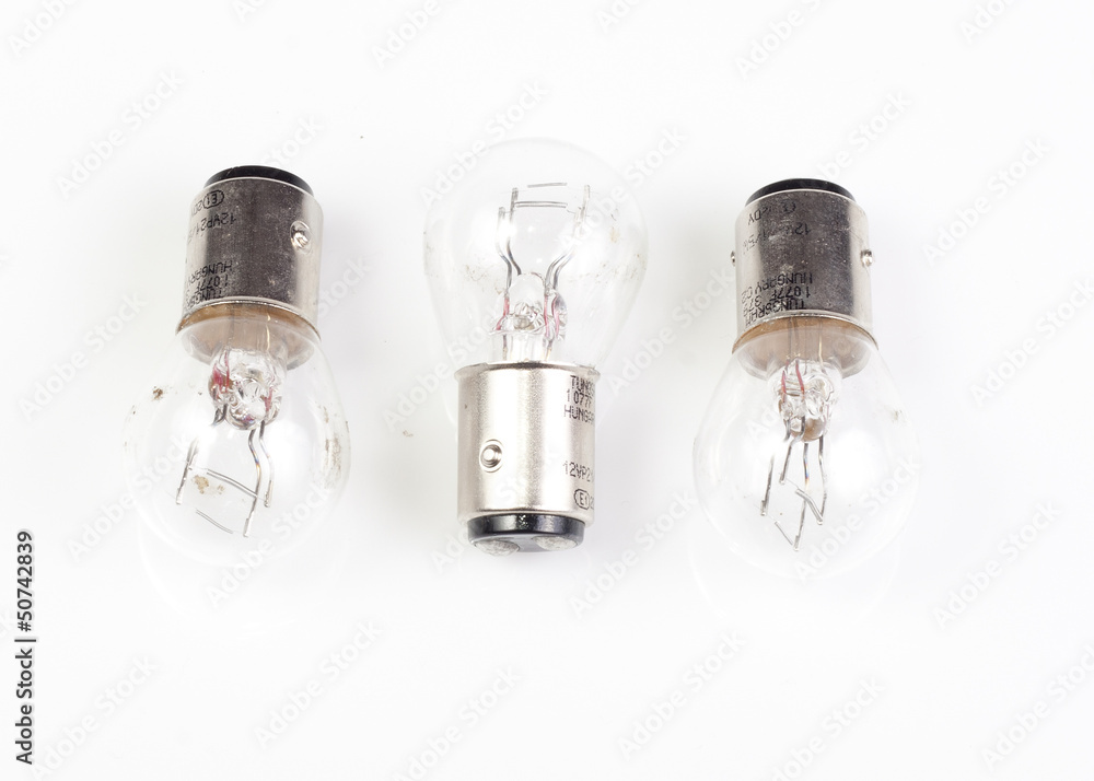 Three light bulbs isolated on white background. Three light bulbs isolated on white background.