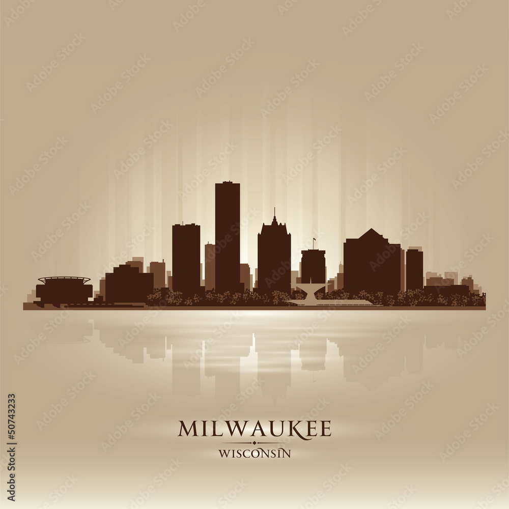 Milwaukee Wisconsin city skyline silhouette