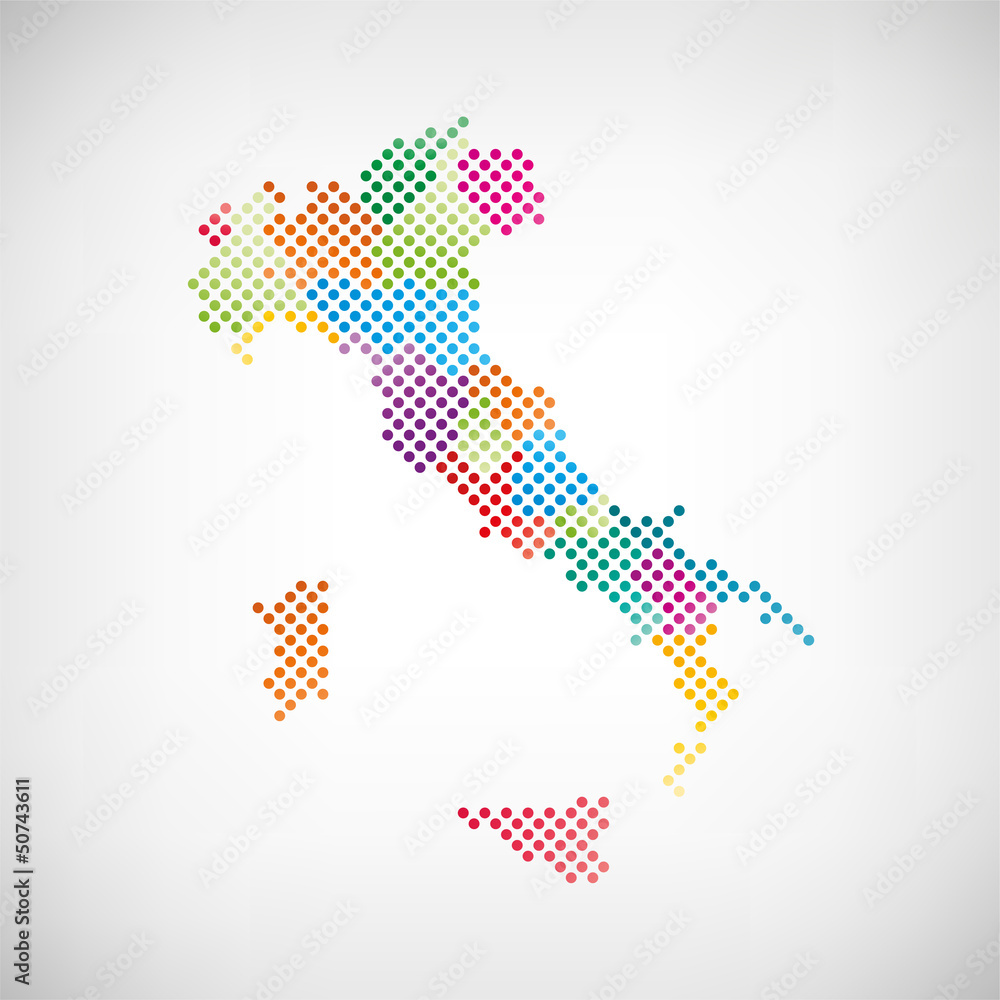 Italien Karte mit Bundesländern