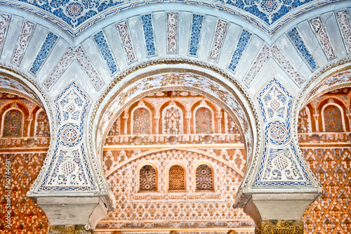 Decorations in the Royal Alcazars of Seville, Spain.