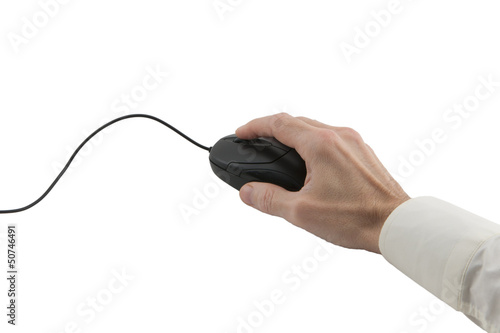 man's hand holding computer mouse