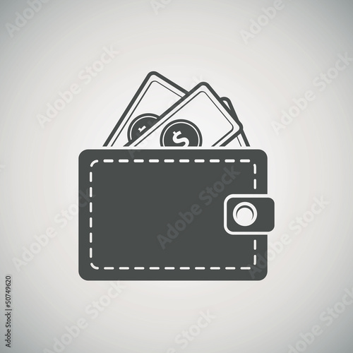 Wallet with dollars icon