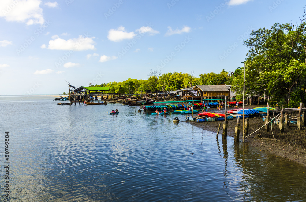 Fishing village and marina in Thailand