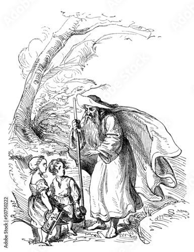 Foto Medieval Traveler or Pilgrim or Storyteller