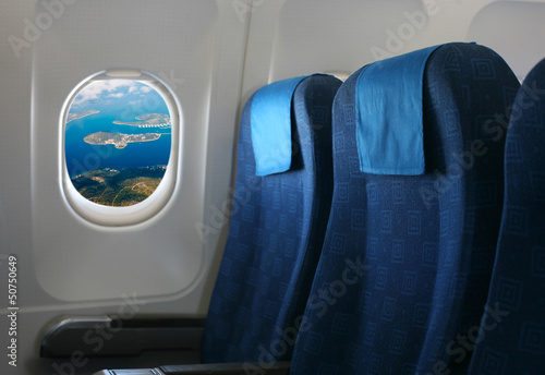airplane seat and window