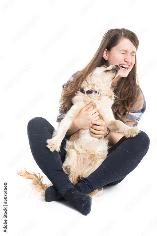 Young Girl Embracing Her Pet