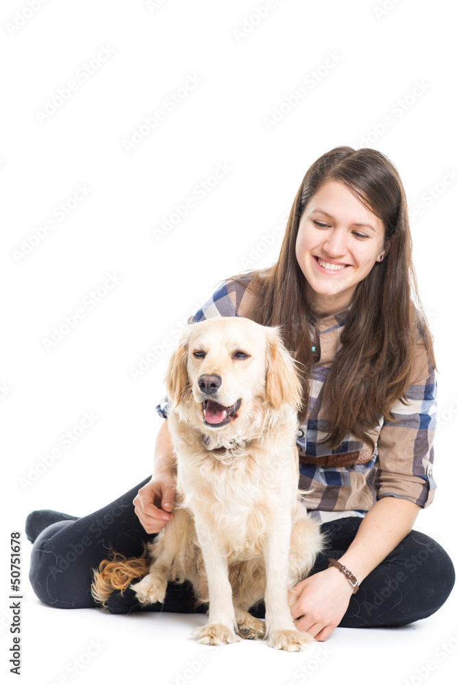 Young Girl Embracing Her Pet Young Girl Embracing Her Pet