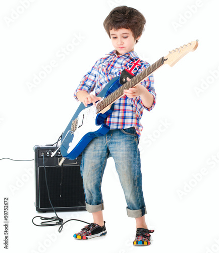 Little boy britpop style with electoguitar and guitar combo full
