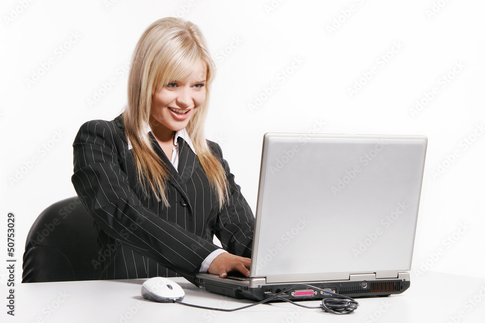 Beautiful young woman working with laptop Beautiful young woman working with laptop