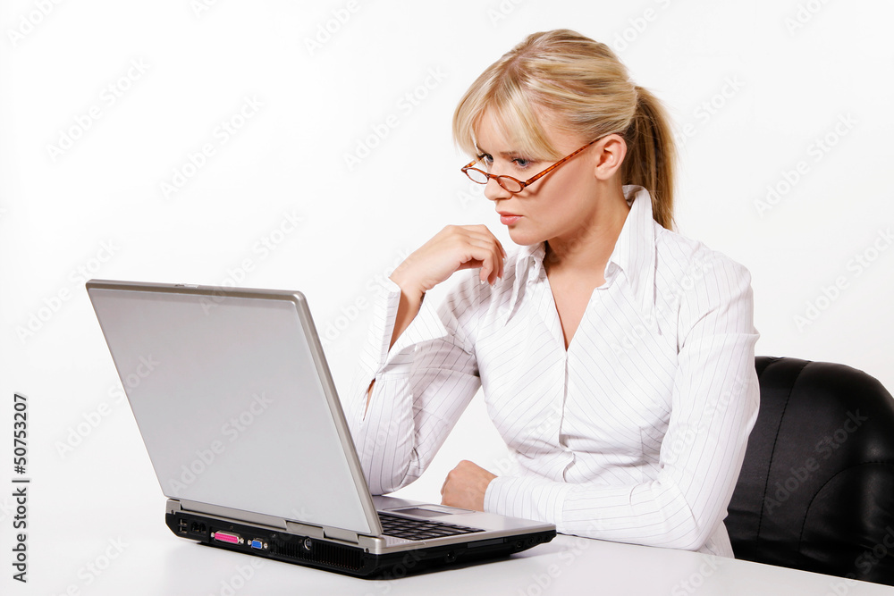 Beautiful young woman working with laptop Beautiful young woman working with laptop