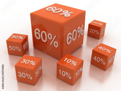 Blocks with the sign of percent on a white background