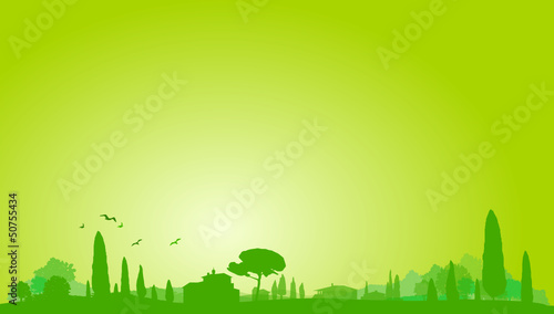 Mediterrane Landschaft Silhouette grün