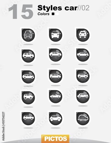 Pictogramme de 15 types de voiture différentes