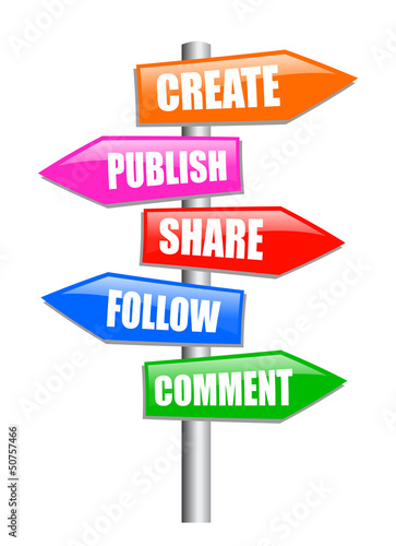 Blogging guidepost, vector illustration