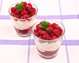 raspberry mascarpone cream with mint