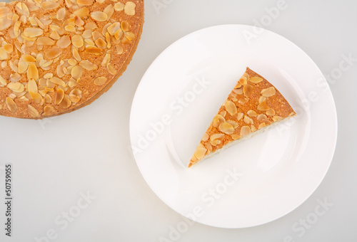 almonds piece dessert on white plate