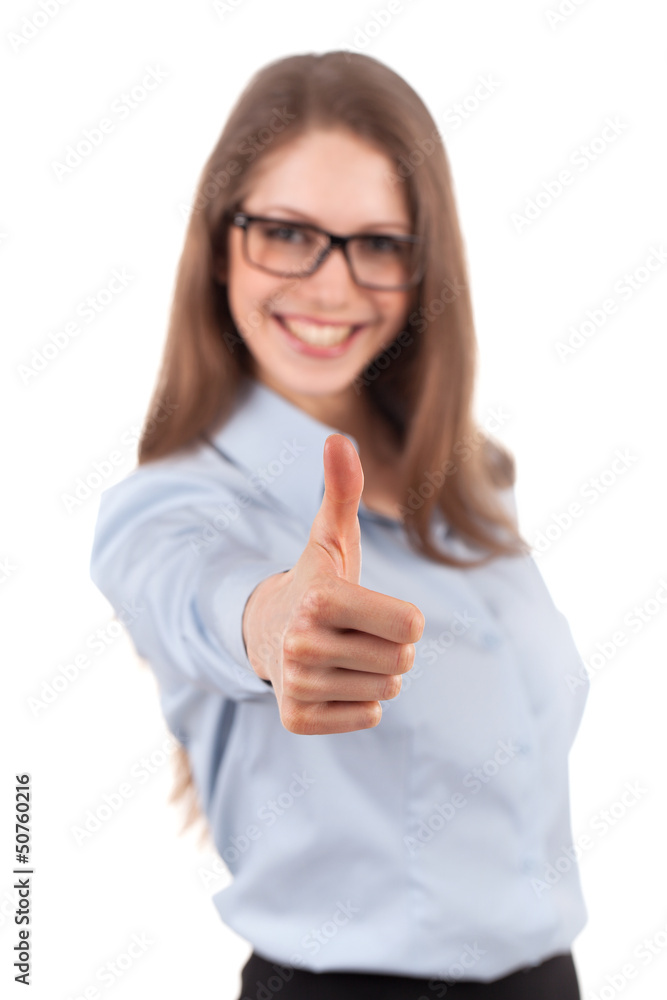 Woman shows that everything is fine Woman shows that everything is fine