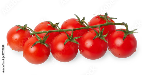 Cherry tomatoes isolated over white background