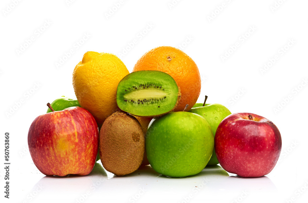 Composition with fruits isolated on a white Composition with fruits isolated on a white