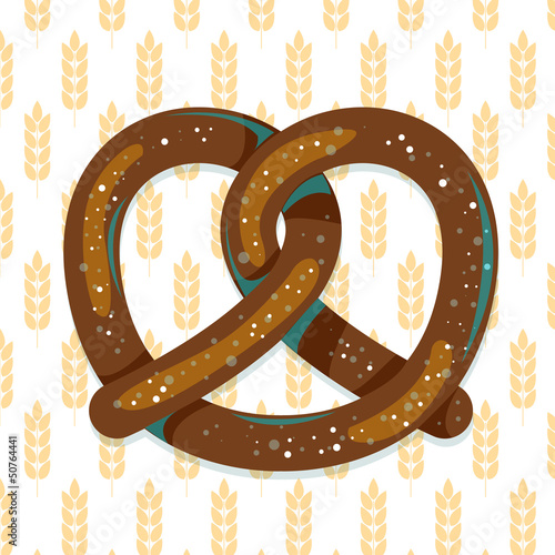 Vector pretzel illustration on ears of rye pattern