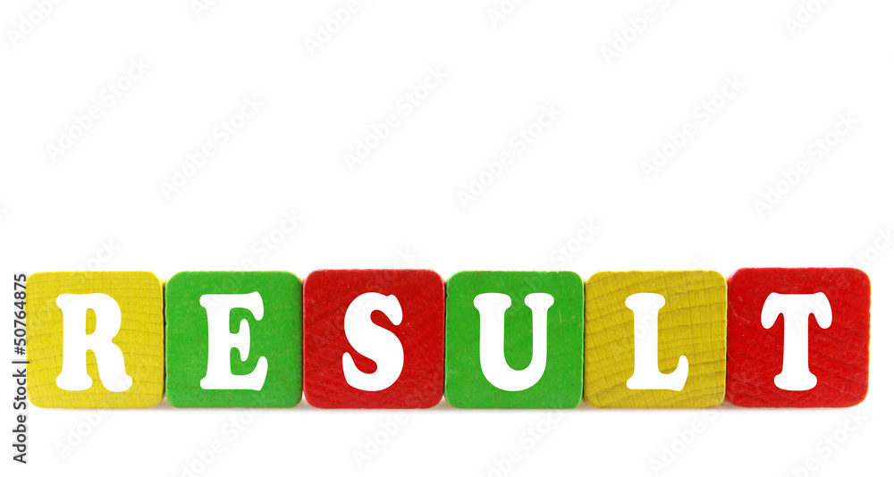 result - isolated text in wooden building blocks result - isolated text in wooden building blocks