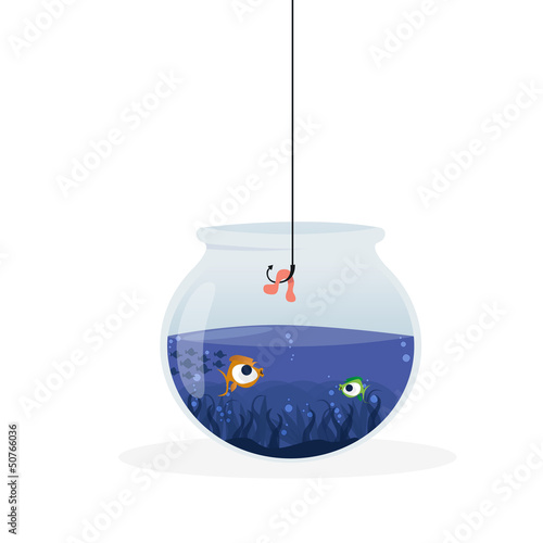 Fishing in the aquarium photo