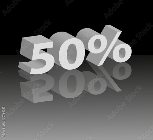 percentuale del 50% con riflesso su pavimento a specchio