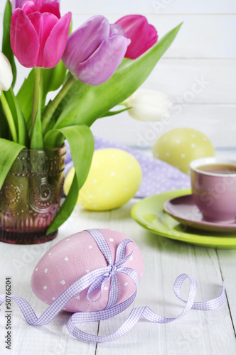 tulips and easter eggs