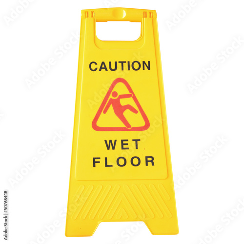 Wet Floor signs isolated on white