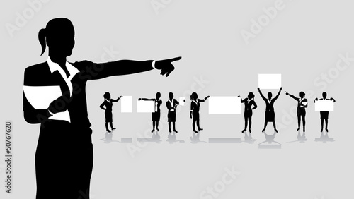 set of business woman boards