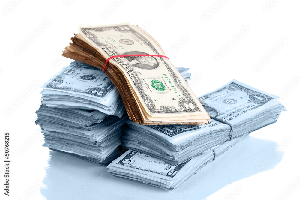 Stacks of dollars isolated on white Stacks of dollars isolated on white